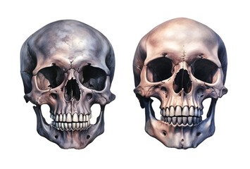 Fototapeta premium Scull watercolor clipart illustration with isolated background