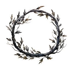 Gothic wreath watercolor clipart illustration with isolated background