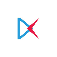 letter dk simple triangle arrow logo vector