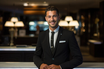 Portrait of smiling receptionist in hotel