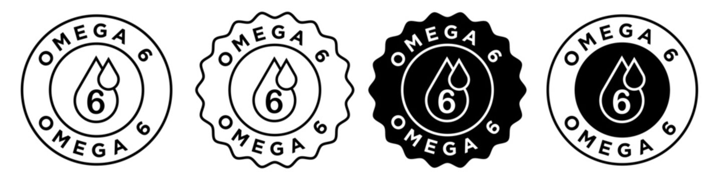 omega 6 icon. Skin or hair care product with fatty acid oil symbol. Omega six diet supplement pill vector.