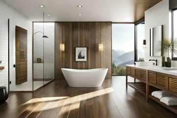 Fototapeta na wymiar Bathroom rustic style interior design
