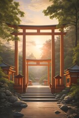 Eternal Tranquility Photorealistic Shinto Shrine by Generative AI




