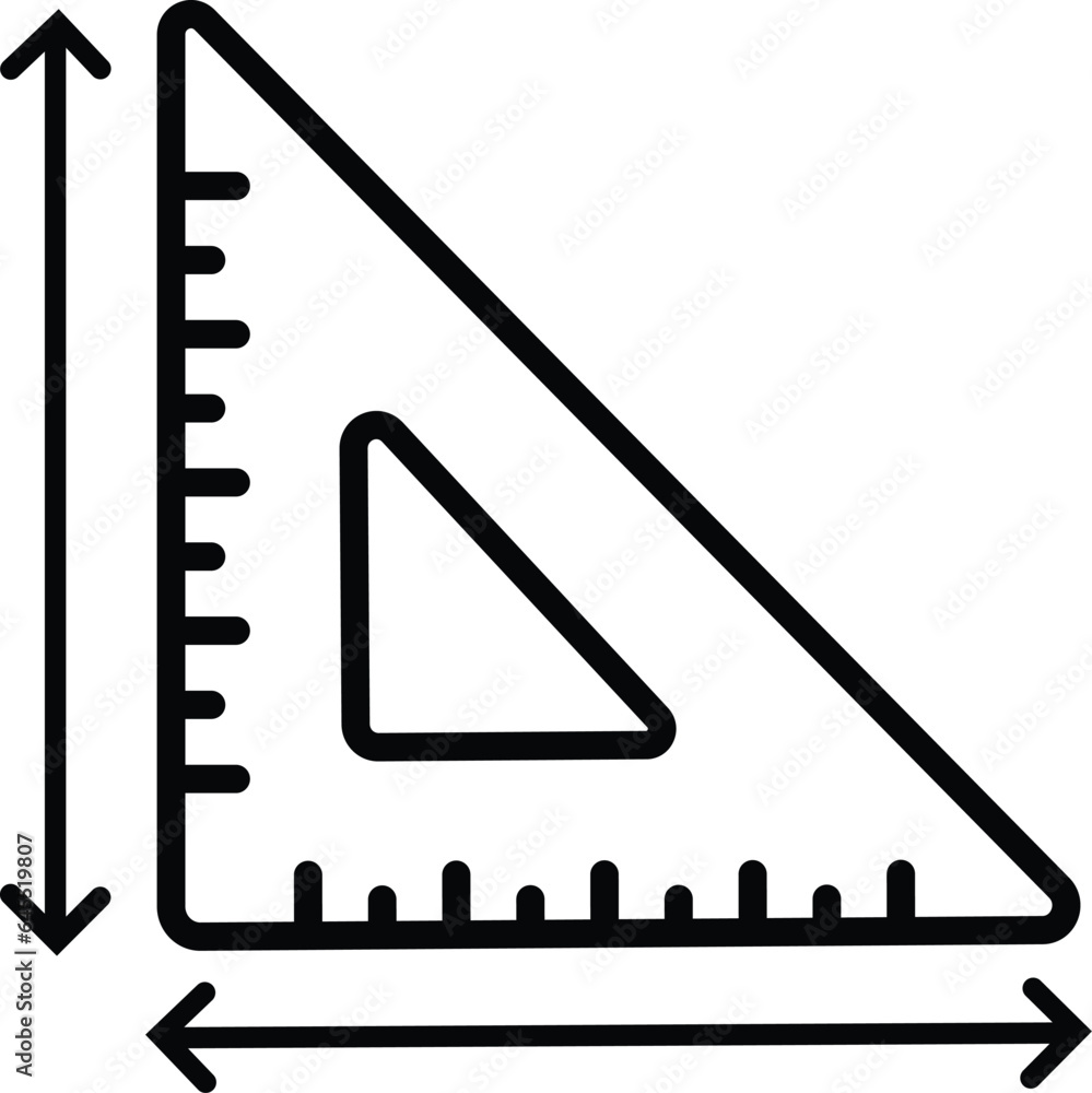 Poster ruler outline icon. linear style sign for mobile concept and web design. measurement and triangle ru