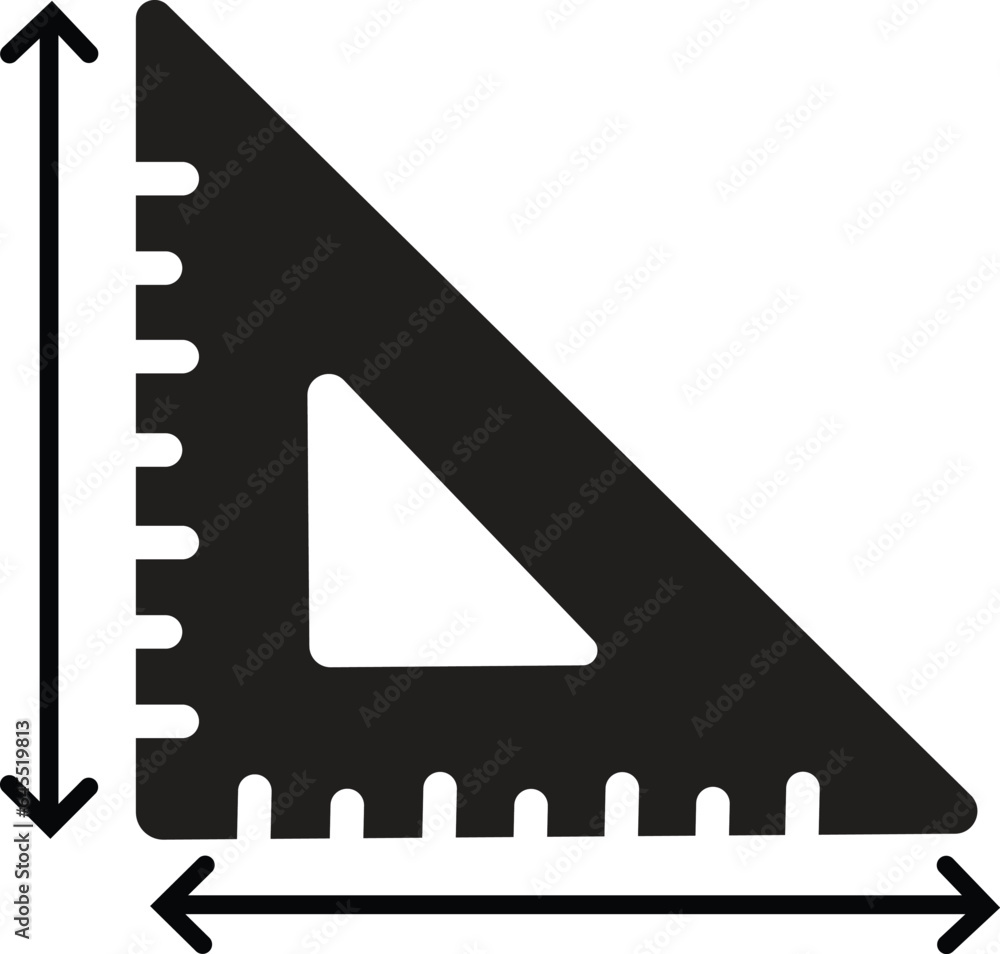Poster ruler outline icon. flat style sign for mobile concept and web design. measurement and triangle rule