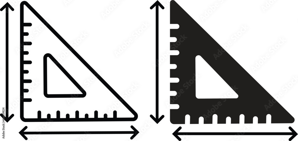Poster set of ruler outline icon. linear style sign for mobile concept and web design. measurement and tria
