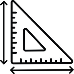 Ruler outline icon. linear style sign for mobile concept and web design. Measurement and triangle ruler simple line icon. Pixel perfect graphic icon isolated on white background.