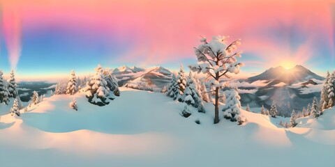 HDRI, Skybox, winter snow mountain, sky, created using generative AI. Stylized	
