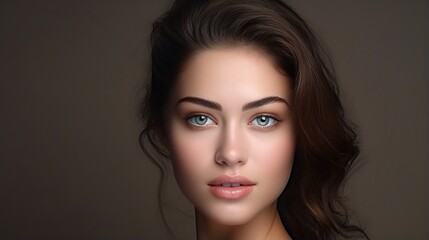 Natural, aesthetic, and portrait of a woman with beauty skincare skin isolated in transparency. Care, cosmetics, and a young female with a smooth, soft, and glowing face