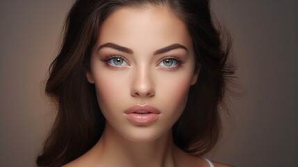 Fototapeta premium Natural, aesthetic, and portrait of a woman with beauty skincare skin isolated in transparency. Care, cosmetics, and a young female with a smooth, soft, and glowing face