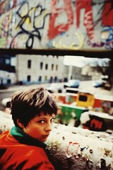 Naklejka premium Artistic Street Photography - Street Art - Vintage Look - Spray Paint - Graffiti - Surrealism - Quirky Weird - Berlin Streets - Industrial Edgy - Grungy 