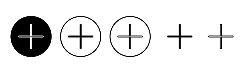 Plus Icon set illustration. Add plus sign and symbol