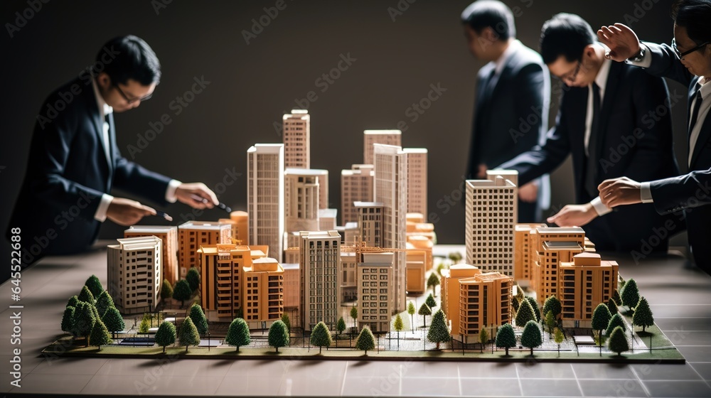Poster construction of actual buildings, architects and engineers turn their imaginative architectural work