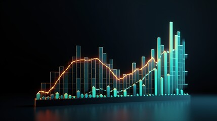 Chart digital transformation abstract technology background. Big data and business growth currency stock and investment economy. generative ai