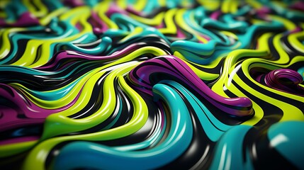 Fototapeta premium An abstract geometric background in bright neon green and electric blue colors. Generative AI. 
