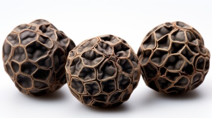 Obraz premium Black pepper peppercorn, close view, isolated on white background