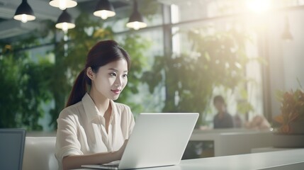 woman working on laptop