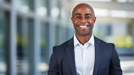 Fototapeta premium portrait of a american professional at office. generative ai