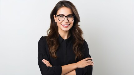 businesswoman with crossed arms on white background