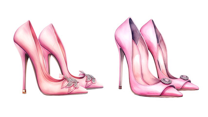 Stilettos watercolor clipart illustration with isolated background
