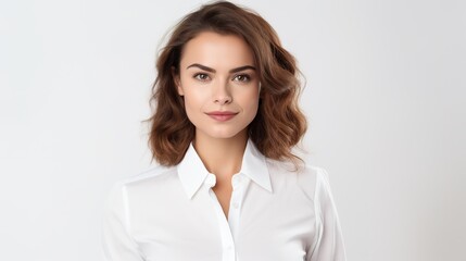 Portrait business woman on white background. generative ai
