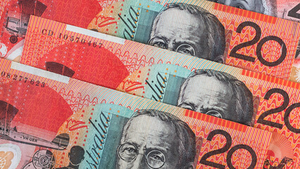 Australian Twenty dollar ($20) banknotes background