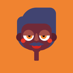 Black Man avatar illustration with big eyes