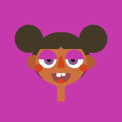 Black Girl avatar illustration with big eyes