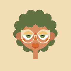 Black Lady avatar illustration with big eyes