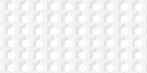 	
Seamless geometric pattern abstract background. abstract cubes geometric white and gray color hexagon technology background. digital cube honeycomb Front view of white texture for background.