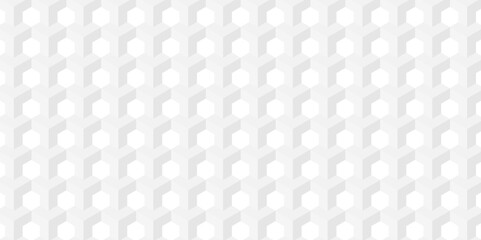 	
Seamless geometric pattern abstract background. abstract cubes geometric white and gray color hexagon technology background. digital cube honeycomb Front view of white texture for background.