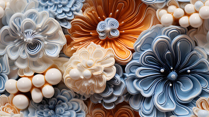 Seamless Tile - Porcelain Flowers - Macro - Generative Ai