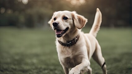 Portrait of a dog in happy mode