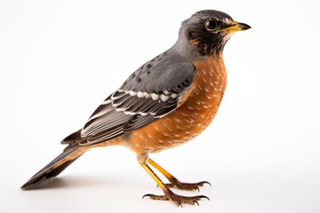 Close-up studio portrait of American Robin Turdus migratorius. Blank for design