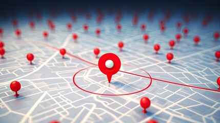 3D Map travel location. Locator mark of map and location pin or navigation icon sign on background with search. 3D rendering..