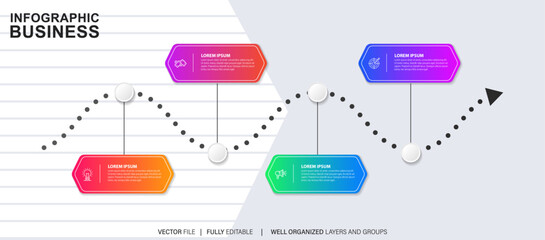 Vector infographics timeline design template with line boxes label, integrated circles background. Timeline infographic design vector and marketing icons.