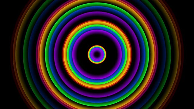 3d animation, abstract colorful background with circles in rainbow color