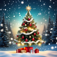 The Beauty of Christmas Tree Decorations.(Generative AI)