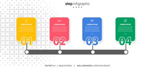 Fototapeta premium Business infographic design template with 4 options, steps or processes. Can be used for workflow layout, diagram, annual report, web design