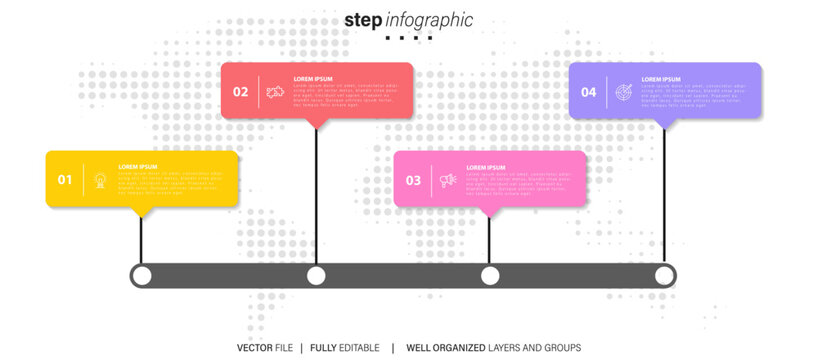 infographic element design 4 step, infochart planning