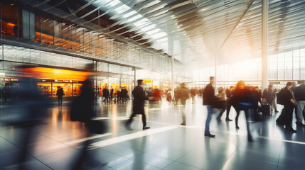 Business people walking in a corporate environment. 