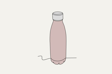 Color illustration of a plastic tumbler. Tumbler one-line drawing