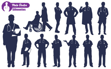 Male Doctors Silhouettes Vector illustration