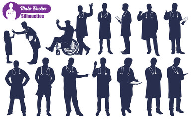 Male Doctors Silhouettes Vector illustration