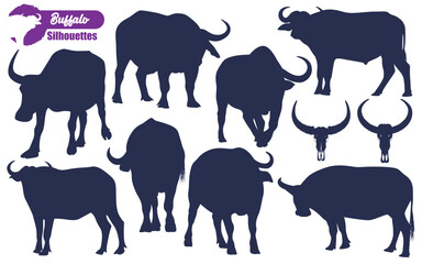 Animal Buffalo Silhouettes Vector illustration