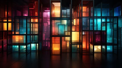 Photo sur Plexiglas Coloré Colorful Glass Wall Panels Windows Background Multi Colored