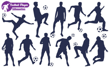 Male Football Player Silhouettes Vector illustration
