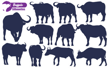 Animal Buffalo Silhouettes Vector illustration