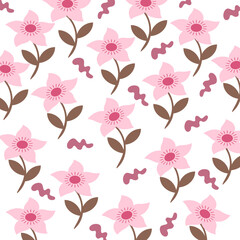 seamless pattern with pink flowers