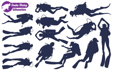 Scuba Diving Silhouettes Vector illustration